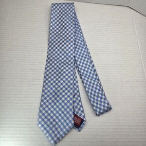 Chaps Blue White Gingham Check Necktie Men's 58" x 3.5" Handmade 100% Silk Tie